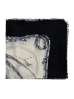 Ferragamo Salvatore  Graphic Printed Frayed Scarf In Multi