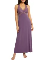 Fleur't Belle Époque Lace Trim Knit Nightgown In Iris