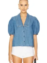 Frame Denim Sailor Blouse In Starlet