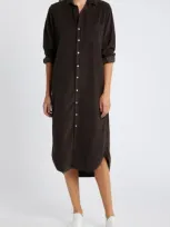 Frank & Eileen Rory Long Sleeve Cotton Corduroy Midi Shirtdress In Espresso