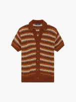 Frescobol Carioca Rino Space Dye Knit Polo In Silk Brown