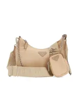 Fwrd Renew Prada Nylon Shoulder Bag In Beige