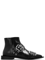 Ganni Ankle Boots With Buckles In Black