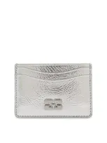 Ganni Bou Card Holder Metallic In Silver