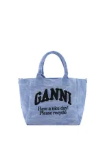 Ganni Easy Shopper Handbag In Blu