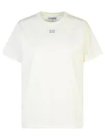 Ganni Logo Organic Cotton T-shirt In White