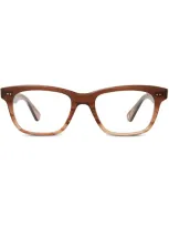 Garrett Leight Buchanan Demo Square Unisex Eyeglasses 1136 Mac 49 In Brown