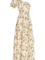 Giambattista Valli Asymmetric Printed Cotton Poplin Maxi Dress In Multi