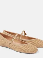 Gianvito Rossi Carla Leather-trimmed Ballet Flats In Neutrals