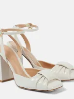 Gianvito Rossi Draped Bow Patent Leather Pumps In White