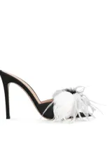 Gianvito Rossi Feather-trim Aretha Mules 85 In Black