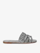 Gina Womens Silver Com Sterling Swarovski Crystal-embellished Leather Sandals