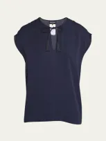 Giorgio Armani Official Store Blouse In Double Silk Georgette In Blue