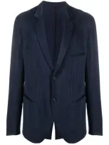 Giorgio Armani Striped Single-breasted Blazer In Blue