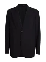 Giorgio Armani Virgin Wool Single-breasted Blazer In Blue