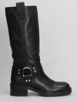 Gisel Moire Pool High Heels Boots In Black