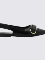 Givenchy Voyou Leather Slingback Flats In Black