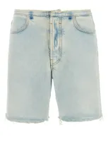 Givenchy Nonstretch Denim Cutoff Bermuda Shorts In Pale Blue