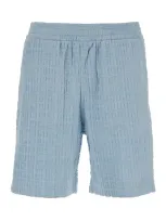 Givenchy Light Blue Bermuda Shorts With 4g Motif In Cotton Blend Man