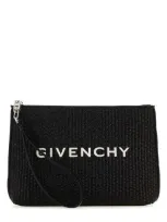 Givenchy Logo Rafia Pouch In Black