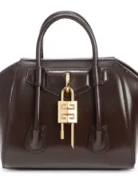 Givenchy Toy Antigona Lock Leather Satchel In Brown