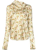 Golden Goose Abstract-print Long-sleeved Blouse In Green