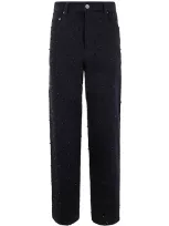 Golden Goose Deluxe Brand Embellished Tweed Trousers In Black