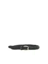 Golden Goose Deluxe Brand Interwoven Designed Buckle Belt In Black