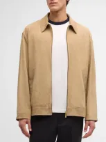 Golden Goose Men's Journey Waxed Leather Coach Jacket In Dark Taupe