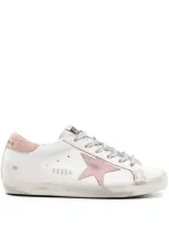 Golden Goose Superstar Leather Sneakers In Optic White Antique Pink Nougat