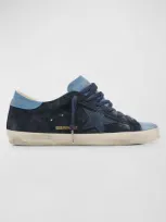 Golden Goose Super Star Suede Low-top Sneakers In Dark Bluelight Blue