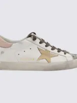 Golden Goose White And Beige Super Star Sneakers In White/platinum/yellow/pink