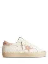 Golden Goose Women's Hi Star Almond Toe Star Patch Platform Sneakers In Optic White/powder Pink