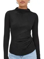 Good American Victorian Rib Funnel Neck Black001