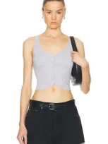 Grlfrnd Rib Button Through Tank In Heather Grey