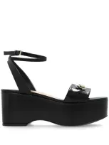 Gucci Lady Patent Horsebit Platform Sandals In Black