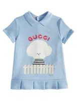 Gucci Baby Bedrucktes Kleid Aus Baumwoll-jersey In Blau