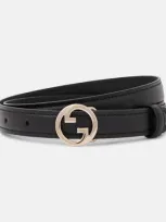 Gucci Blondie Interlocking G Leather Belt In Black