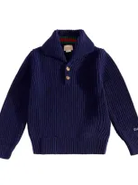 Gucci Kids' Embroidered Wool Cardigan In Blue