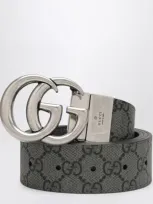 Gucci Gg Marmont Belt In Supreme Fabric Grey/black