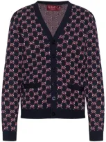 Gucci Monogram Wool Cardigan In Multicolor