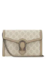 Gucci Gg Supreme Fabric Dionysus Clutch In Neutral