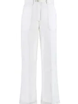 Gucci High-rise Cotton Trousers In White