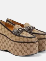 Gucci Horsebit 90mm Platform Loafers In Brown