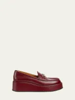 Gucci Idle Leather Bit Platform Loafers In Rosso Ancora