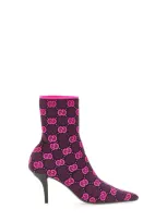 Gucci Technical Gg Jersey Boots In Pink