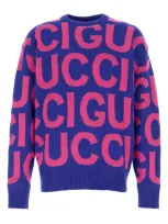 Gucci Embroidered Crew Neck Wool Sweater In Multi