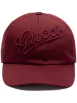 Gucci Logo-embroidered Baseball Cap In Red