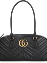 Gucci Logo Monogrammed Top Handle Bag In Black