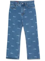 Gucci Logo-print Jeans In Blue